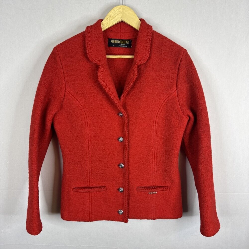 Geiger Tyrol Austrian Boiled Wool‎ Jacket Red Women’s EU 44 Made in Austria